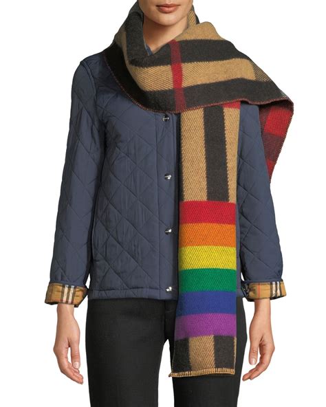 burberry rainbow knit scarf|burberry check scarf.